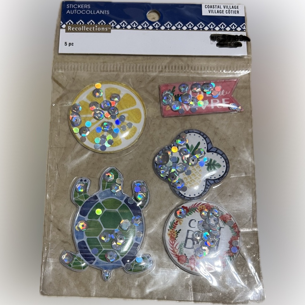 🍄New Puffy Stickers Reflective Coastal Theme Scrapbook Art Craft Journal